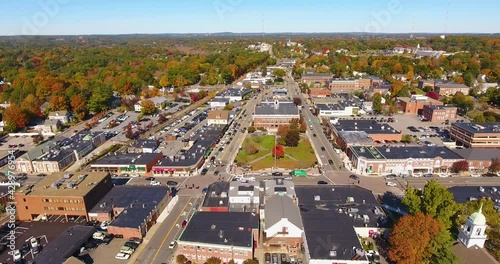 Town Hall and Historic building aerial view in Needham, Massachusetts MA, USA. photo