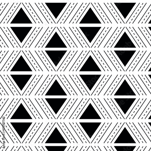 Abstract seamless pattern. Stylish monochrome geometric ornament.