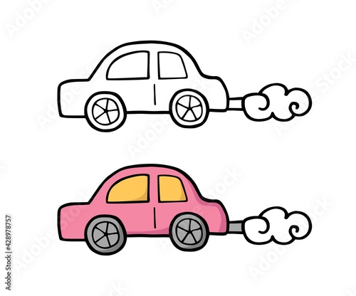 Fototapeta Naklejka Na Ścianę i Meble -  Hand drawn car icon. Doodle sketch. Vector illustration auto.