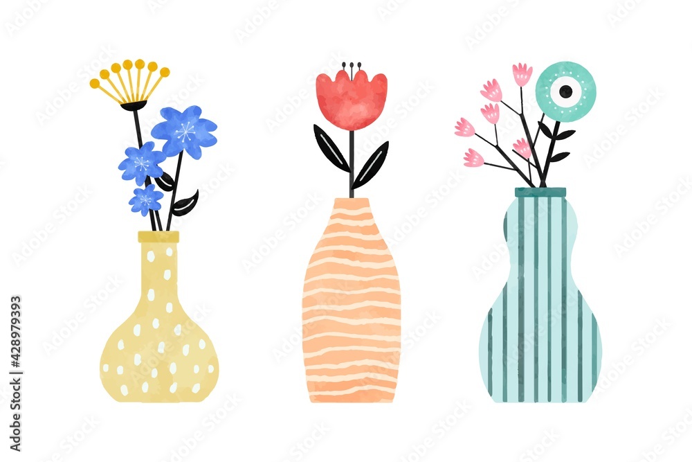 いろいろな花瓶とお花のセット 水彩ベクターイラスト Stock Vector Adobe Stock いろいろな花瓶とお花のセット 水彩ベクターイラスト Stock Vector Adobe Stock