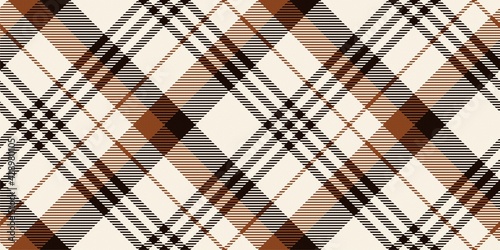 plaid fabric repeatable texture brown and black checkered diagonal stipes on beige for gingham, tablecloths, shirts, tartan, clothes, dresses, bedding, blankets, costume