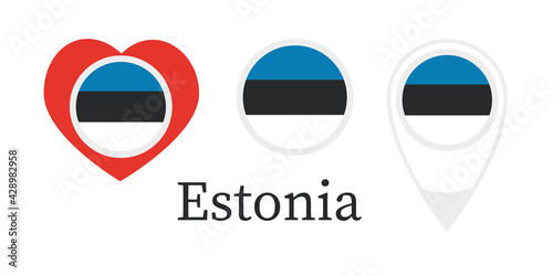 Free Download National flag of Estonia, round icon, heart icon and location sign - GFXLoad