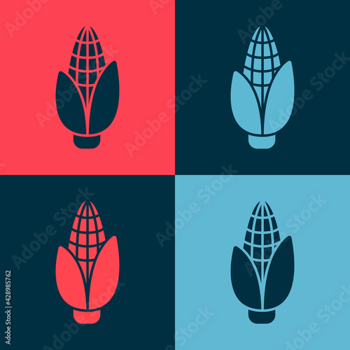 Pop art Corn icon isolated on color background. Vector
