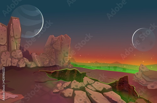 Art & Illustration space landscape,cosmic sky with planets and stars,wilderness vector