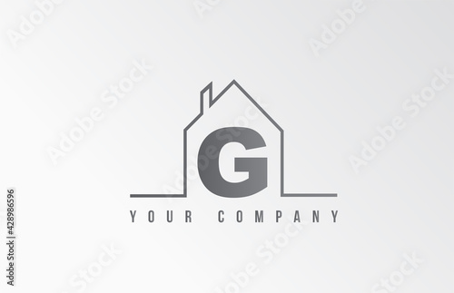 G home alphabet icon logo letter design. House  for a real estate company. Business identity with thin line contour