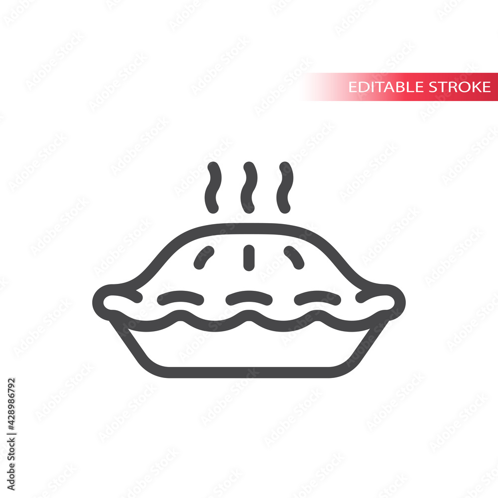 Hot pie line vector icon. Outline, editable stroke. Hot pie line vector icon. Outline, editable stroke.