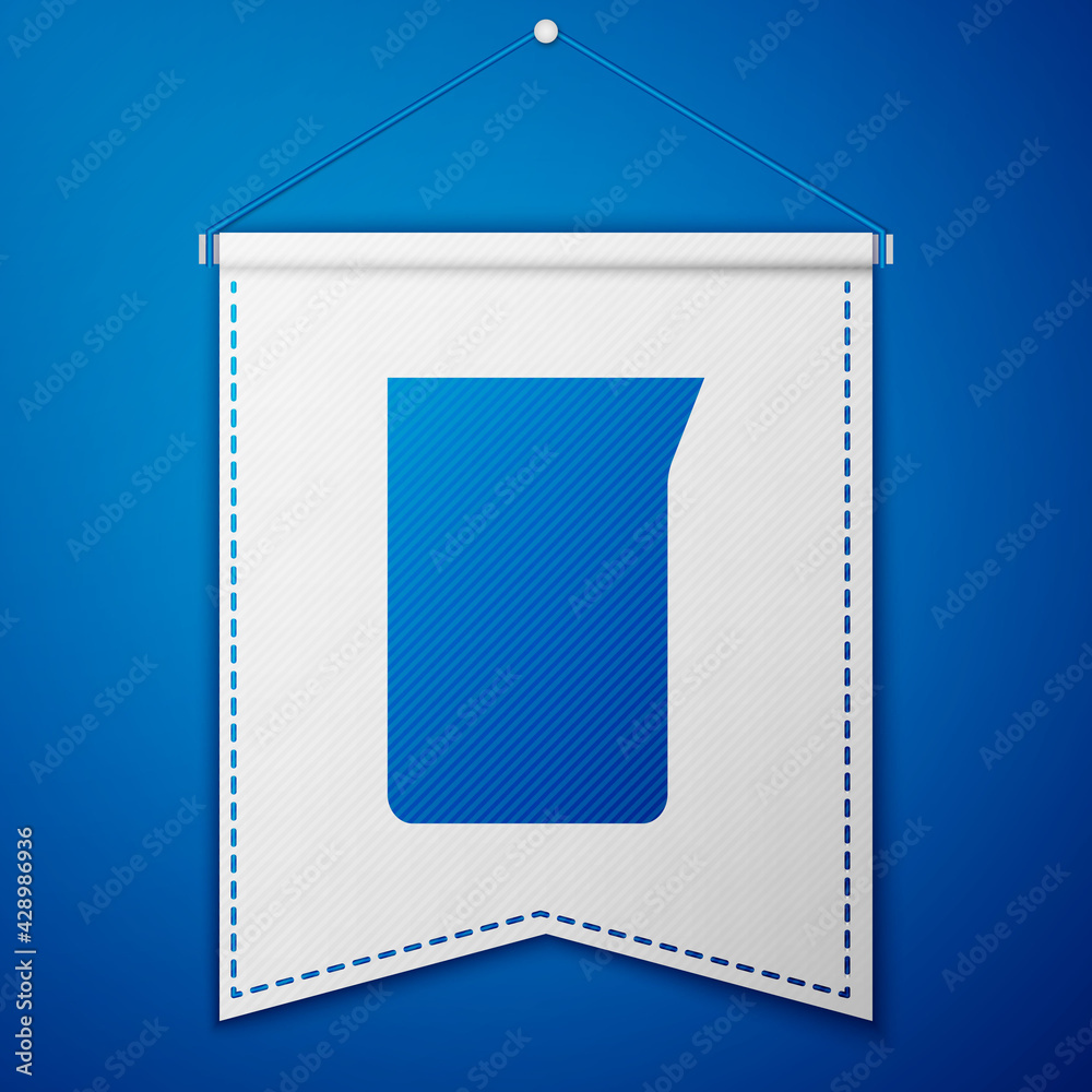 Blue Laboratory glassware or beaker icon isolated on blue background. White pennant template. Vector Blue Laboratory glassware or beaker icon isolated on blue background. White pennant template. Vector