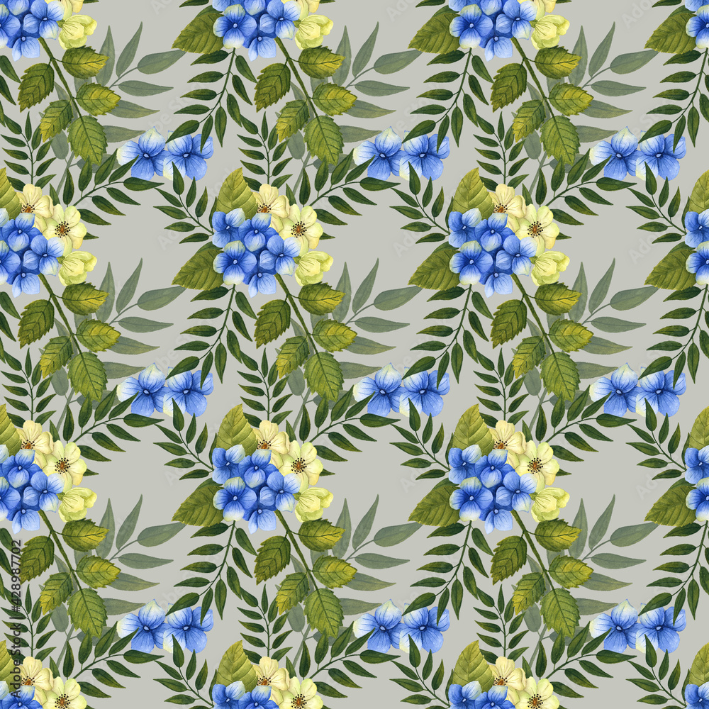 Summer floral seamless fabric pattern, seamless digital paper