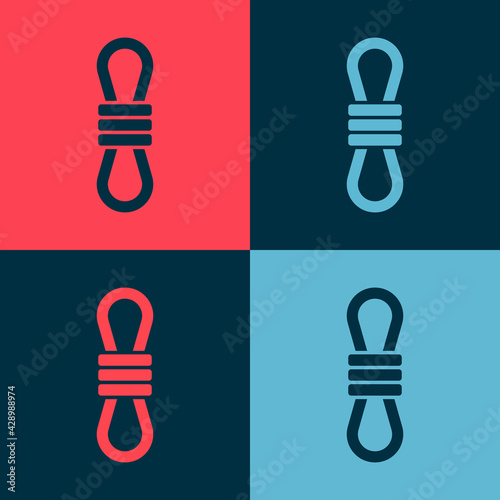 Pop art Climber rope icon isolated on color background. Extreme sport. Sport equipment. Vector