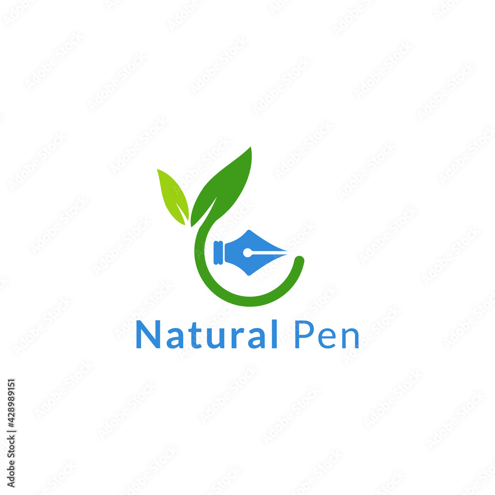 Natural Creative Pen logo design vector template Natural Creative Pen logo design vector template
