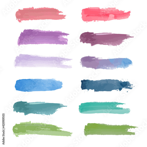 Vector collection of watercolor brush strokes