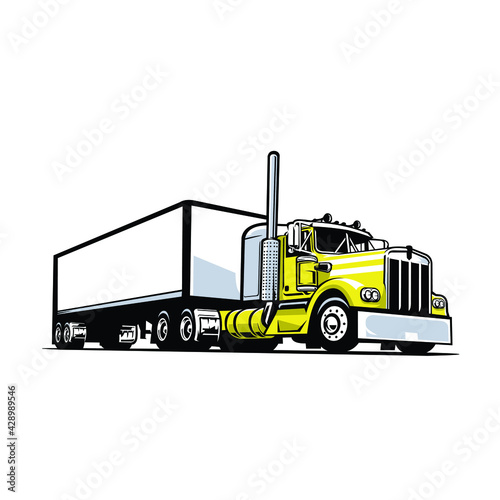 Semi Truck Vector Isolated Black and yellow. Premium Trucking Logo Vector