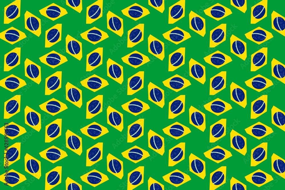 Simple geometric pattern in the colors of the national flag of Brazil