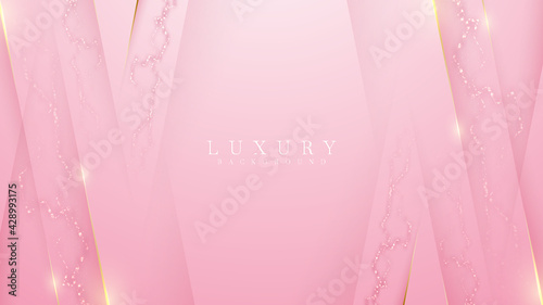 Elegant pink shade background with line golden elements. Realistic luxury marble style 3d modern concept. vector illustration for design.