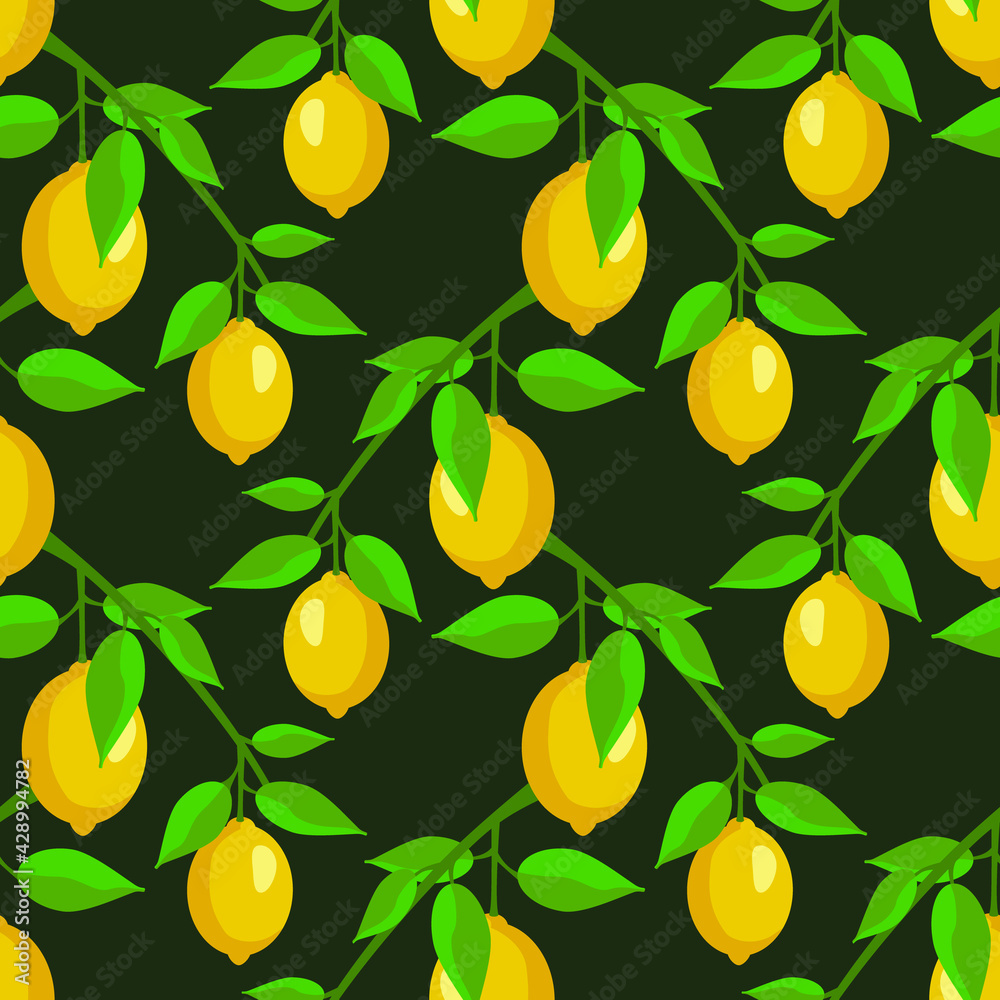 Vector - lemon fruits seamless pattern. Vector - lemon fruits seamless pattern.