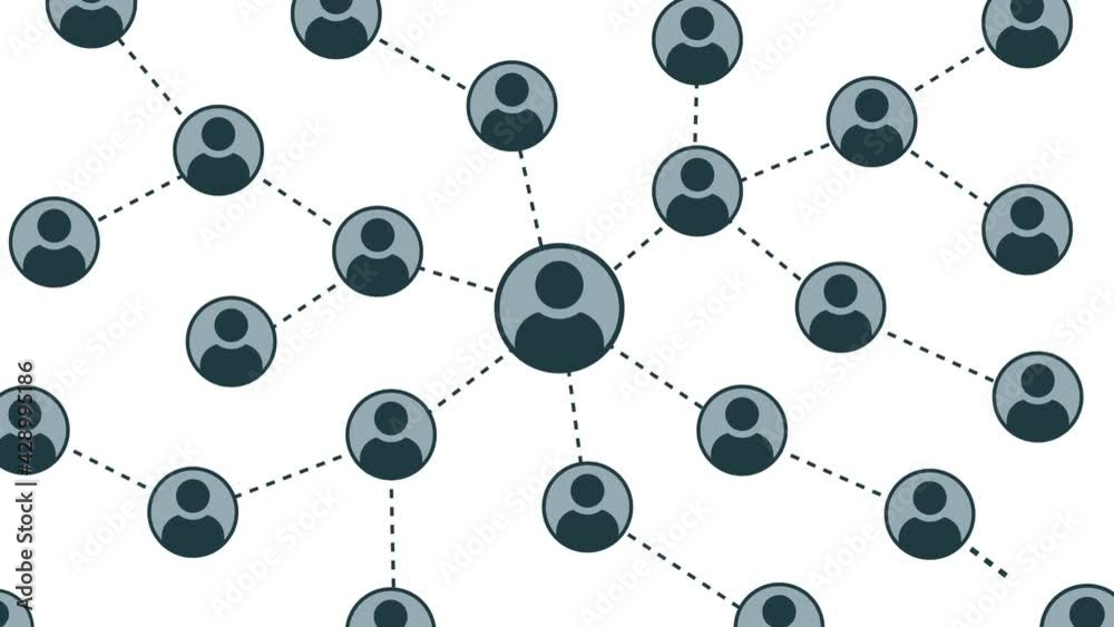 2D animation of a user network connections isolated on white background