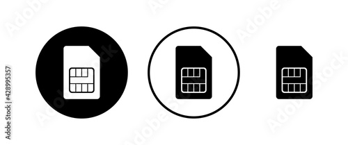 Sim card icons set vector. Mobile slot icon. Mobile cellular phone sim card chip.