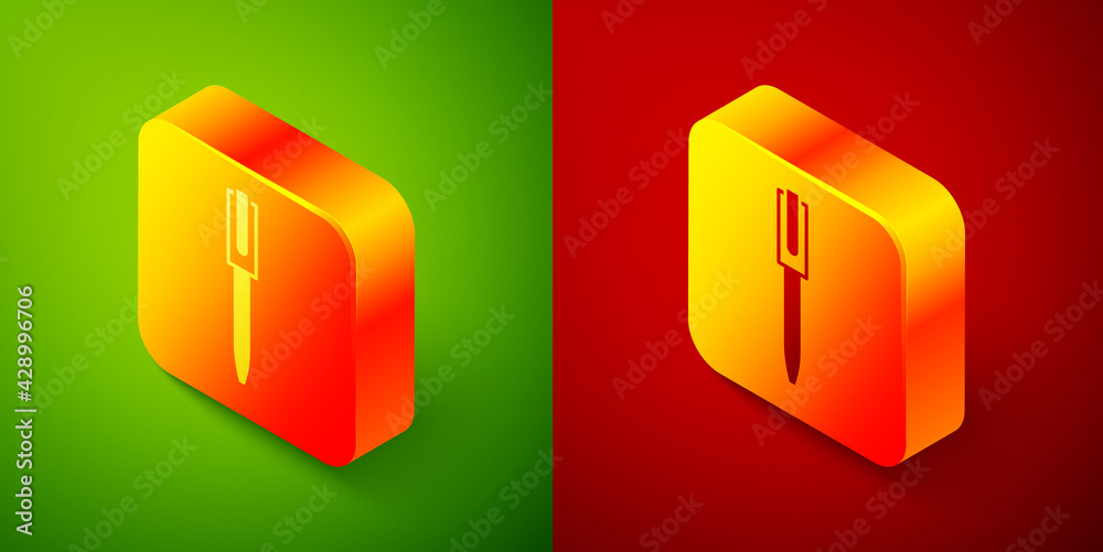 Isometric Pen icon isolated on green and red background. Square button. Vector Isometric Pen icon isolated on green and red background. Square button. Vector