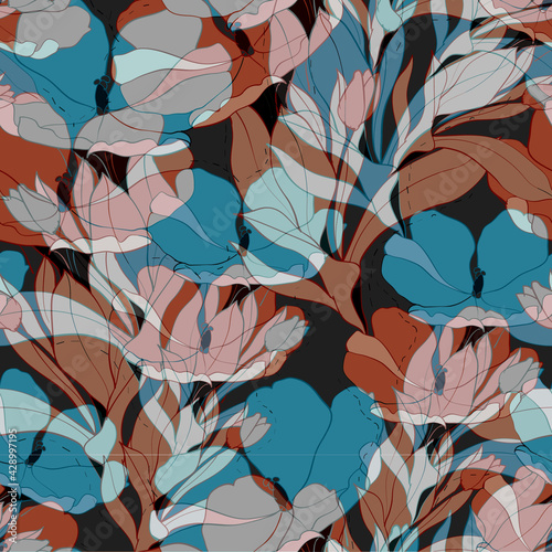 Beautiful seamless pattern with floral background.
