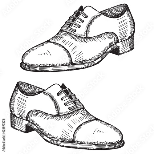 sketch hand drawn men's shoes