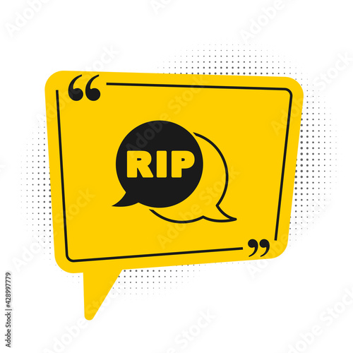 Black Speech bubble rip death icon isolated on white background. Yellow speech bubble symbol. Vector