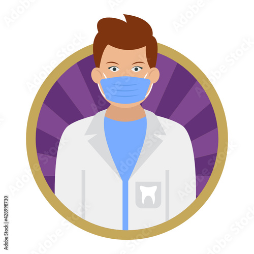 dental hygienist Concept, Orthodontist persona Vector Round Icon Design, Professional uniform Symbol on White background, Labor Day people Stock illustration, character occupations sign