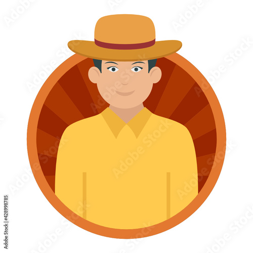 Cowboy or Gunman Concept Vector Round Icon Design, Professional uniform Symbol on White background, Labor Day people Stock illustration, character occupations sign