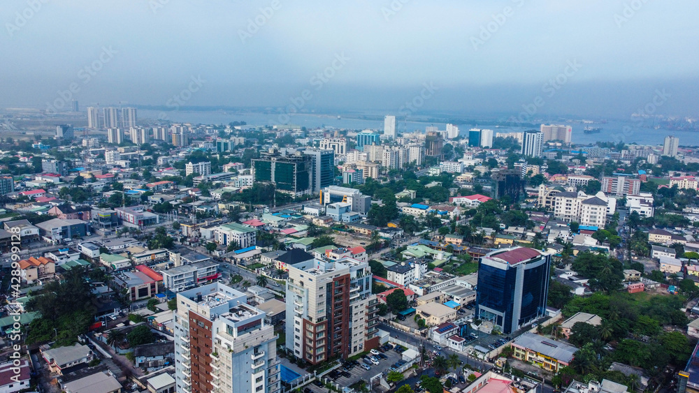 Fototapeta premium aerial view of Lagos City metropolis