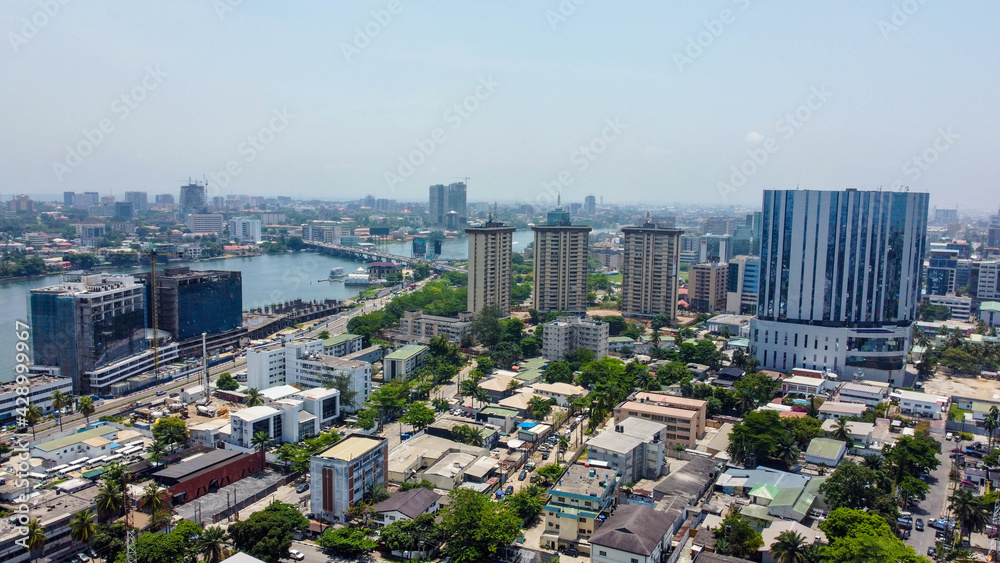 Fototapeta premium Beautiful aerial view of Lagos City aerial landscape