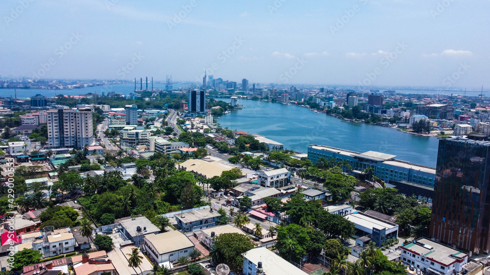 aerial view of downtown Lagos City metropolis