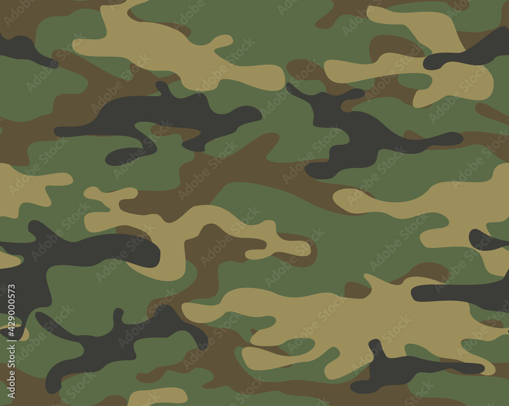 Camouflage seamless pattern. Abstract camo from spots. Endless background  of spots. Military texture. Print on fabric and textiles. Vector  illustration Stock Vector