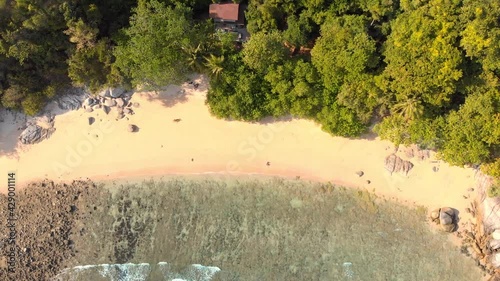 Paradise beach in Phuket, Thailand, aerial drone view. Tropical, sea, summer, beach, coast, vacation, skyline, seaside. 4K Drone Footage