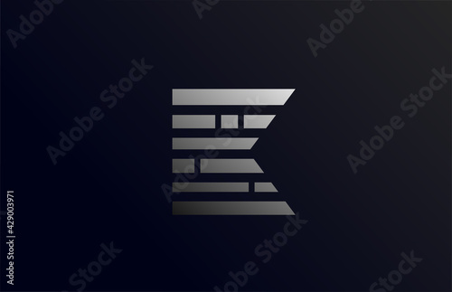 alphabet letter K icon logo in with line. Creative design for business and company with in black and grey gradient color