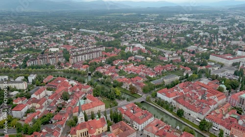 Ljubljana city. Panoramic view from the top.