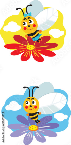 A little bee with a flower. © Надежда Ковальская