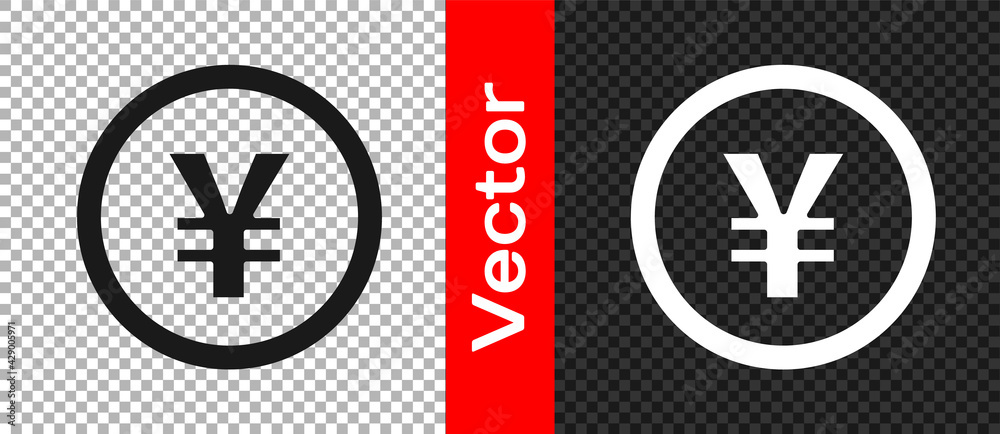 Black Chinese Yuan currency symbol icon isolated on transparent background. Coin money. Banking currency sign. Cash symbol. Vector Black Chinese Yuan currency symbol icon isolated on transparent background. Coin money. Banking currency sign. Cash symbol. Vector