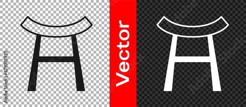 Black Japan Gate icon isolated on transparent background. Torii gate sign. Japanese traditional classic gate symbol. Vector