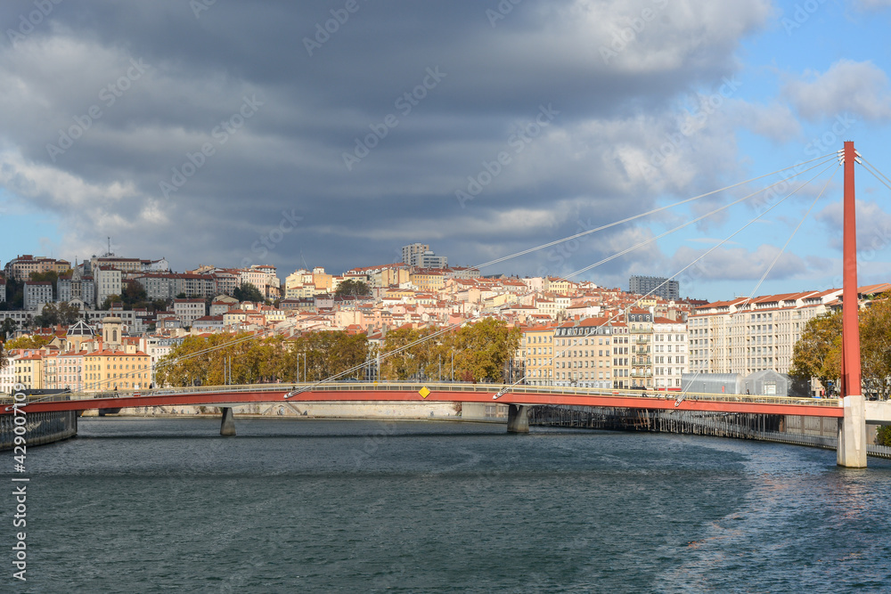 Obraz premium Lyon, France - October 25, 2020: Lyon city center