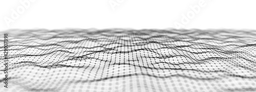 Abstract digital background of dots and lines. Futurustic computer code. Network or connection. Computer matrix. 3D rendering. © Mykhailo