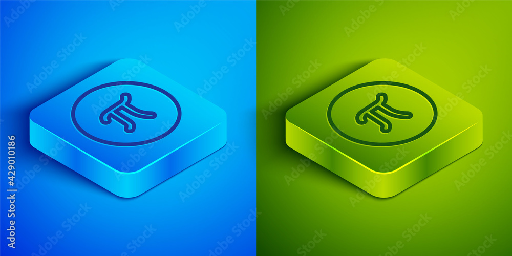 Isometric line Pi symbol icon isolated on blue and green background. Square button. Vector Isometric line Pi symbol icon isolated on blue and green background. Square button. Vector