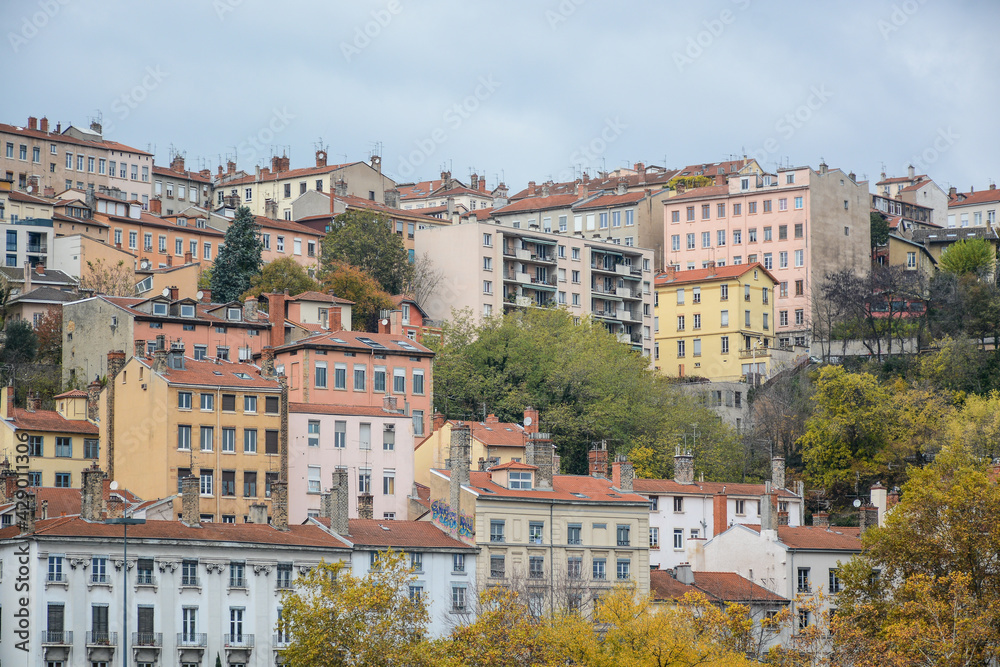 Lyon, France - October 25, 2020: Street view from Avenue de Grande Bretagne