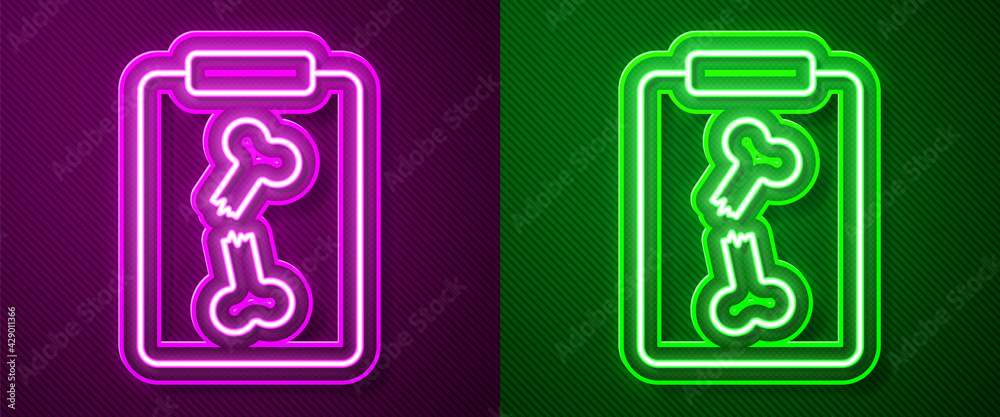 Glowing neon line X-ray shots icon isolated on purple and green background. Vector Glowing neon line X-ray shots icon isolated on purple and green background. Vector