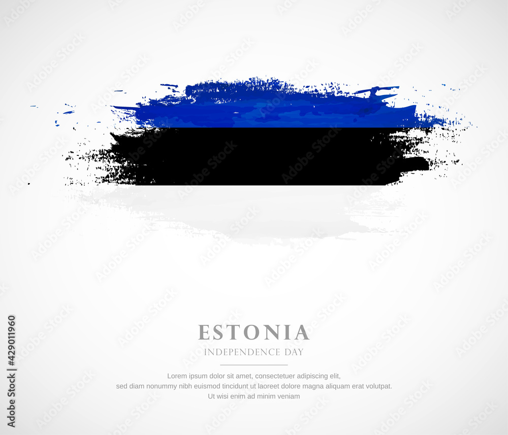 Abstract watercolor brush stroke flag for independence day of Estonia