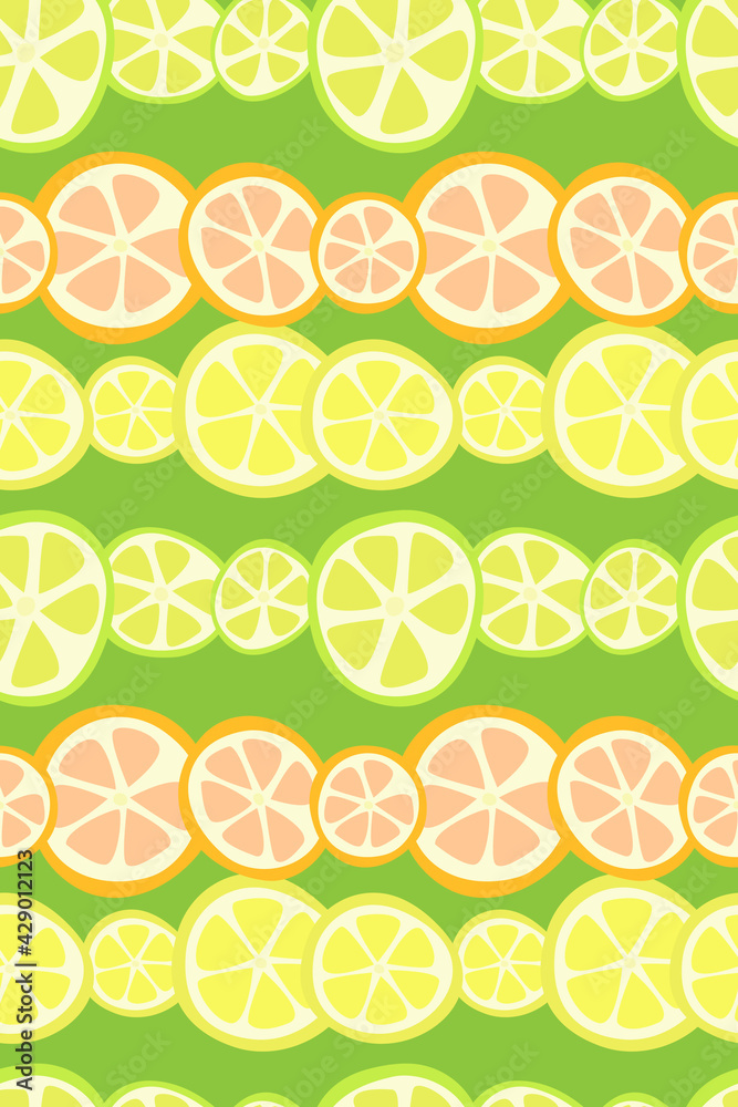 citrus seamless striped pattern. geometric seamless pattern of oranges, lemons and grapefruits. stock vector illustration.