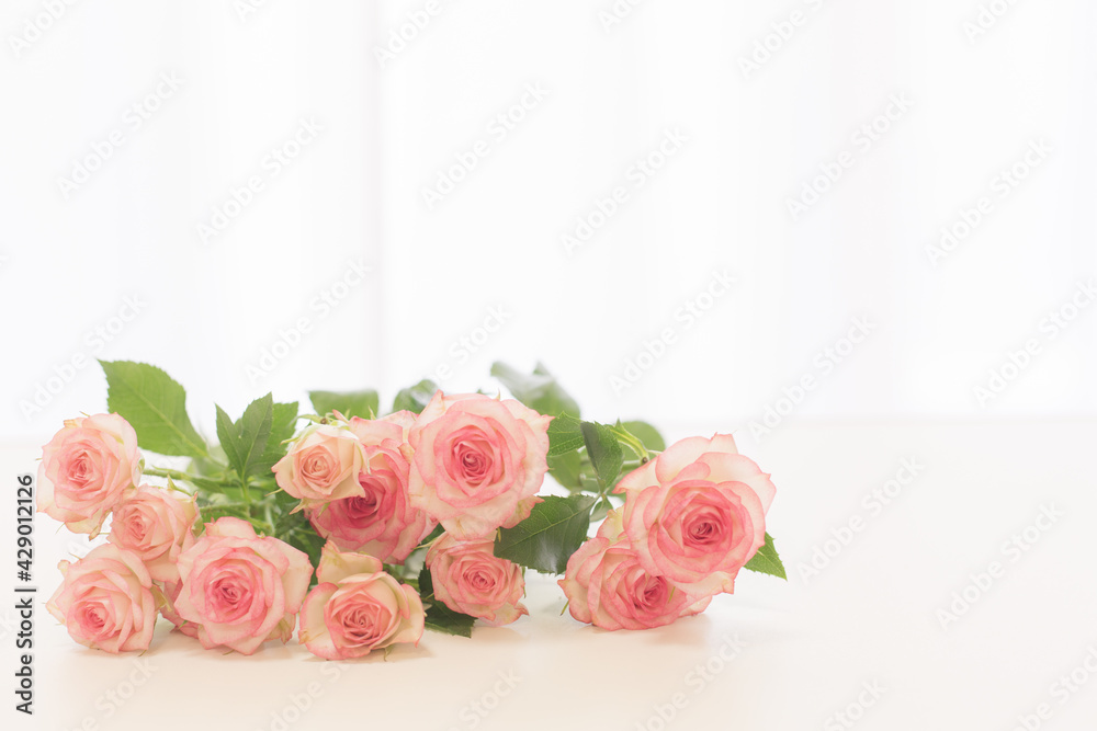 Beautiful bunch of pink and white roses