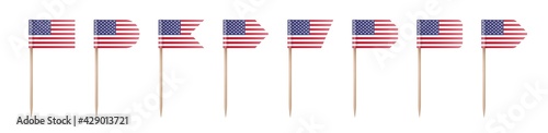 USA toothpick flags isolated on a white background. Decoration for Independence day 4th July.