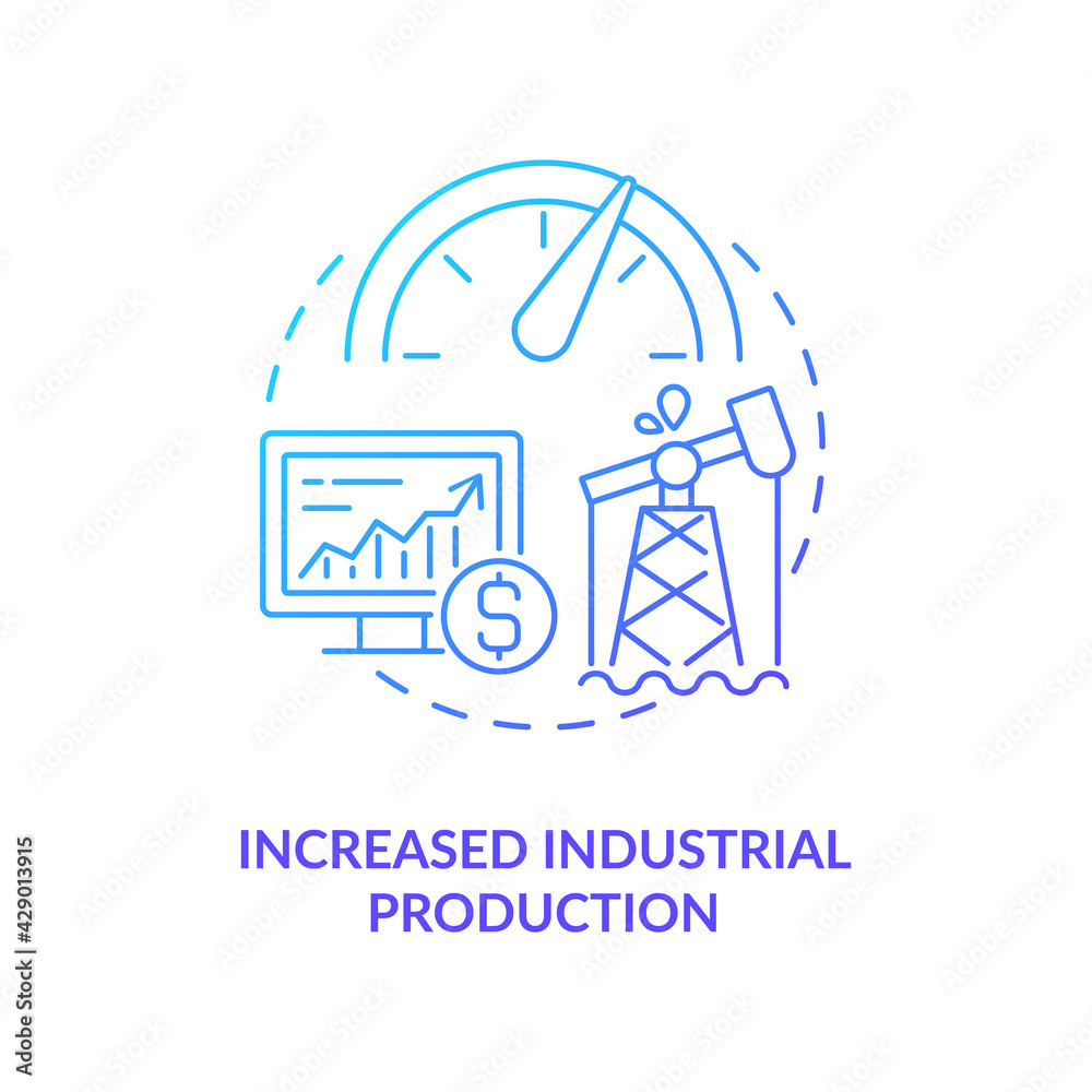 Increased industrial production concept icon. Oil price idea thin line illustration. Demands for infrastructure materials. Potential for energy efficiency. Vector isolated outline RGB color drawing