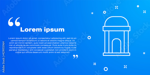 White line Old crypt icon isolated on blue background. Cemetery symbol. Ossuary or crypt for burial of deceased. Vector