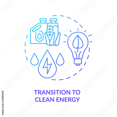 Transition to clean energy concept icon. Energy industry trend idea thin line illustration. Reducing power plant carbon emissions. Production improvement. Vector isolated outline RGB color drawing