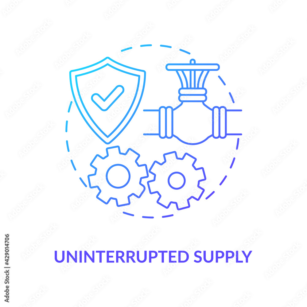 Uninterrupted supply concept icon. Energy security part idea thin line illustration. Competitiveness. Economic developments and environmental needs. Vector isolated outline RGB color drawing Uninterrupted supply concept icon. Energy security part idea thin line illustration. Competitiveness. Economic developments and environmental needs. Vector isolated outline RGB color drawing